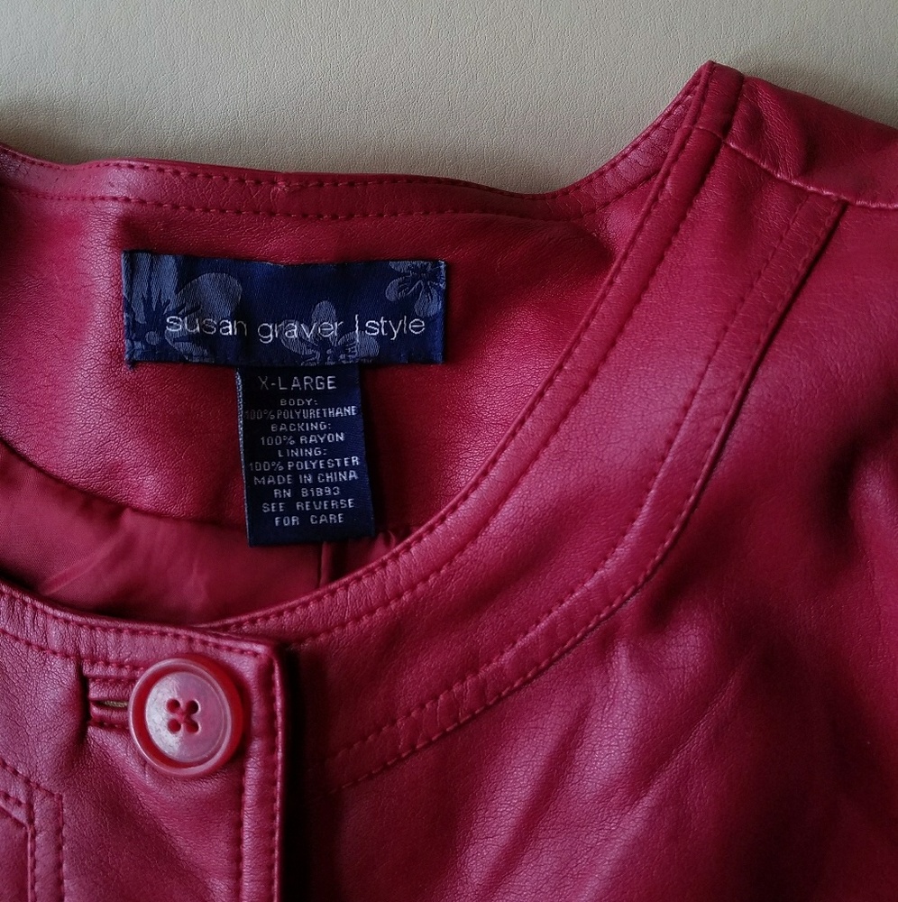 Faux Leather Red jacket XL - Picture 4 of 7